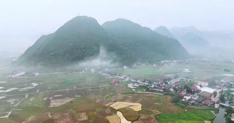 Landscape of Bac Son valley around in the morning Stock Footage 296803481