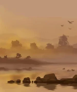Landscape background. Abstract art template. Vector illustration. Stock Illustration