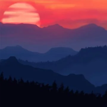 Landscape background. Abstract art template. Vector illustration. Stock Illustration