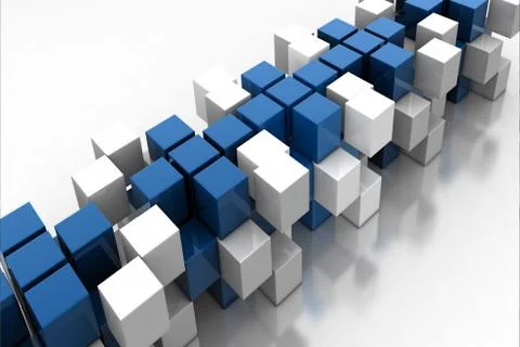 Landscape background of cubes in blue and white color Stock Illustration
