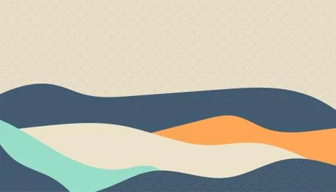 Landscape background with Japanese pattern vector Stock Illustration