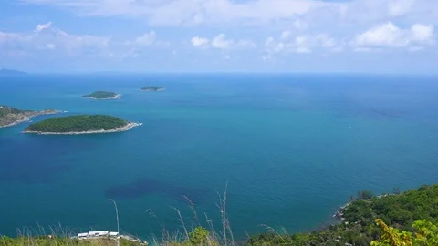 Landscape background, Pan shot. seascape pan shot blue sea in sunlight nature. Stock Footage 112646412