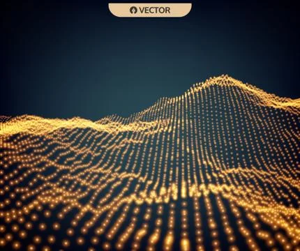 Landscape Background. Terrain. Cyberspace Grid. 3D Vector Illustration. Stock Illustration