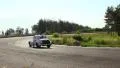 Landscape background view, retro car Chevrolet Coupe driving away. HD Footage