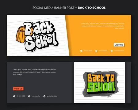 Landscape banner template for back to school campaign with notebook and typ.. Stock Illustration
