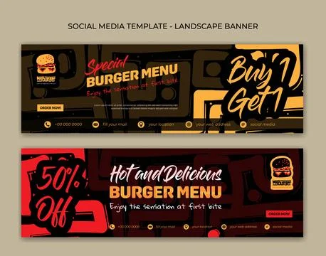 Landscape banner template with hand drawn background in red and white for a.. Stock Illustration