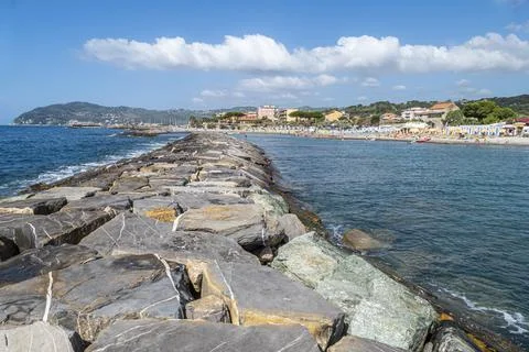 Landscape of the beach of Cervo Stock Photos