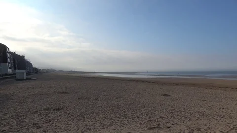 Landscape of the beach of Courseulles sur mer Video stock 76910892