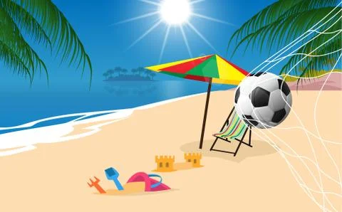 Landscape of the beach in the day time Stock Illustration