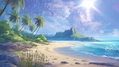 Landscape in the beach with palm trees summer season Stock Footage 249688166
