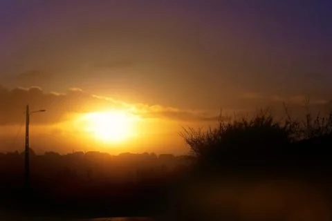 Landscape with a beautiful sunset. Stockfoto's