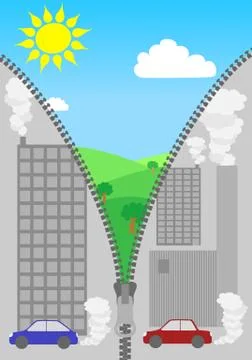 Landscape behind the zipper Stock Illustration