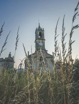 Landscape with bell tower Stock Photos