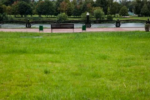 Landscape with bench Stock Photos