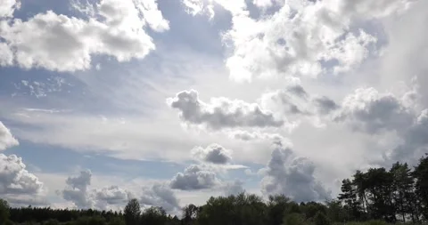 Landscape with big clouds panorama Stock Footage 166647386