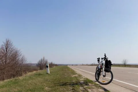 Landscape with bike. Stock Photos