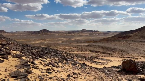 Landscape of the black desert in Egypt Stock Footage 313333850