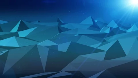 Landscape Blue Planet With Wireframe Polygon On Dark Night Sky Stock Footage 87626239