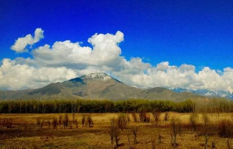 Landscape with blue sky and clouds. Stock Photos