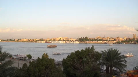 Landscape. Boats float on the river Stock Footage 100941252