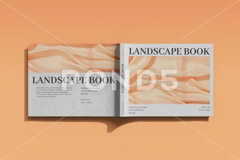 Landscape brand catalog book cover mockup top view Plantilla PSD