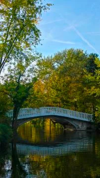 Landscape with a bridge and river Stock Photos