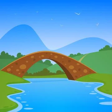 Landscape with bridge Stock Illustration