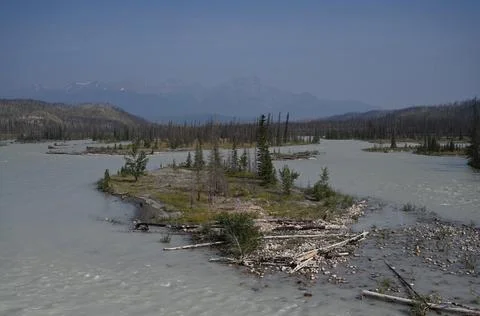 Landscape of Canada with river and Mountains. 写真素材