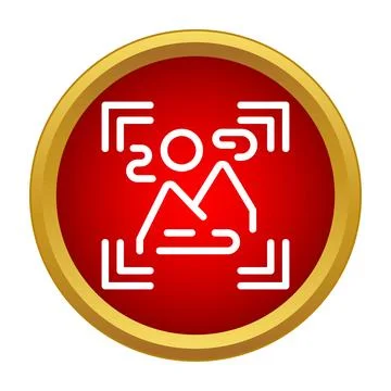 Landscape capturing focus icon on red circle Stock Illustration