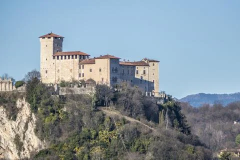 Landscape of the castle of Angera Stock Photos