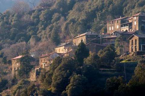 Landscape of the cevennes Stock Photos