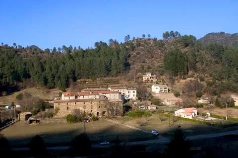Landscape of the cevennes Stock Photos