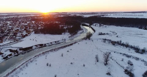 Landscape Of The Channel Winter River Stock Footage 98167040