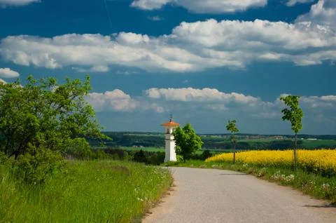 Landscape with chapel. Stock Photos