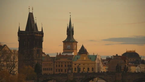 Landscape with Charles Bridge Stock Footage 252755680