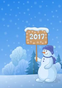 Landscape with Christmas Trees Stock Illustration