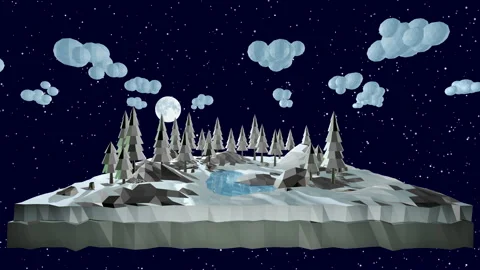Landscape with Christmas trees in the snow 3d illustration, Stock Footage 135302899