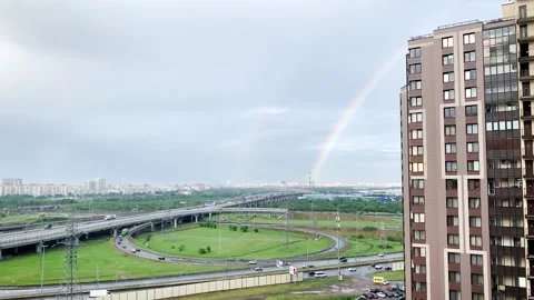 Landscape of the city with a rainbow Stock-Footage 300854079