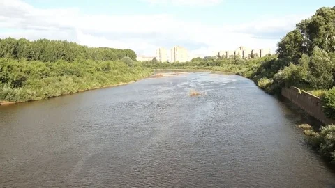Landscape of the city river Stock Footage 79877764