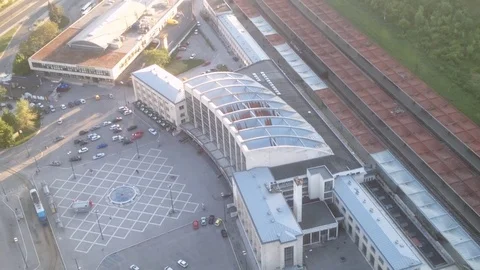 Landscape city view from highest skyscraper business building center. Stock Footage 80573959