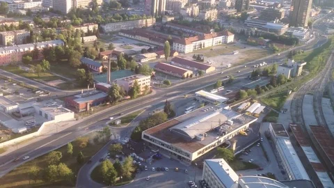 Landscape city view from highest skyscraper business building center. Stock Footage 80573973