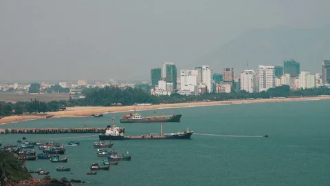 Landscape of the city on the waterfront Stock Footage 73544786