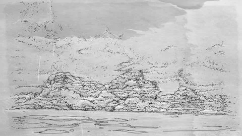 Landscape cloak with clouds Stock Illustration