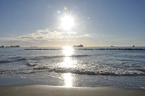Landscape of cloud sky with sun Stock Photos