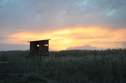 Landscape of cloud sky with sunset Stock Photos