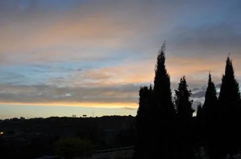 Landscape of cloud sky with sunset 스톡 사진