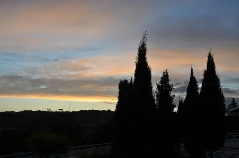 Landscape of cloud sky with sunset Stock Photos