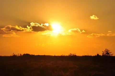 Landscape of cloud sky with sunset Stock Photos