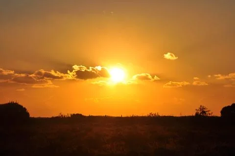 Landscape of cloud sky with sunset Stock Photos