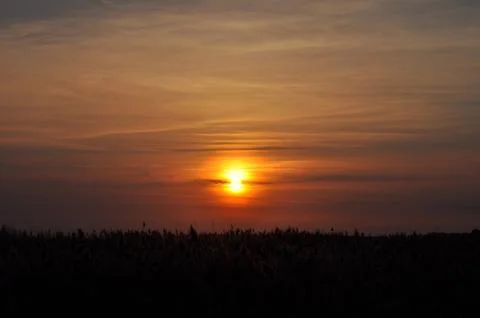Landscape of cloud sky with sunset Stock Photos